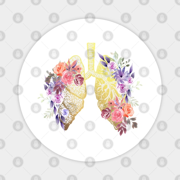 Floral Lungs Anatomy Magnet by Bluepress